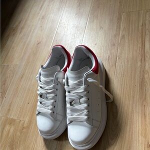 Alexander McQueen White Sneakers with Red Accents